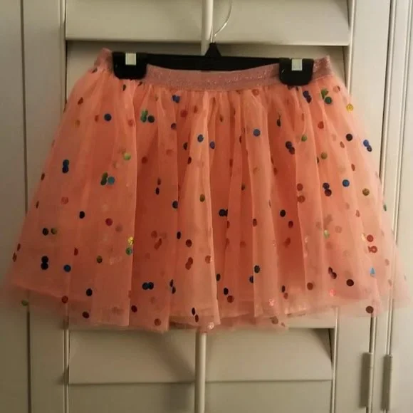 JUSTICE | Girl's Skorts | Peachy Pink | Rainbow Dots | Size 10 - Picture 4 of 7